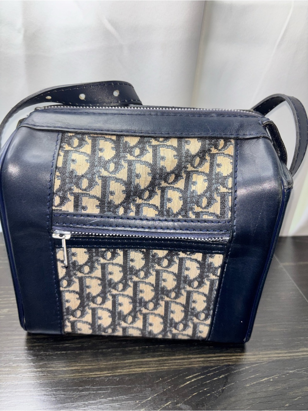 Christian Dior Navy Oblique Crossbody Bag Vintage Authentic
